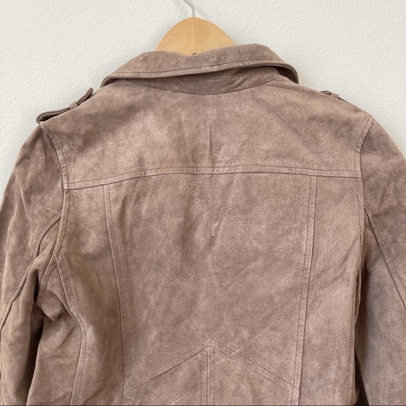 Blank NYC 100% Suede Leather Moto Biker Tan Jacket S - Picture 9 of 14